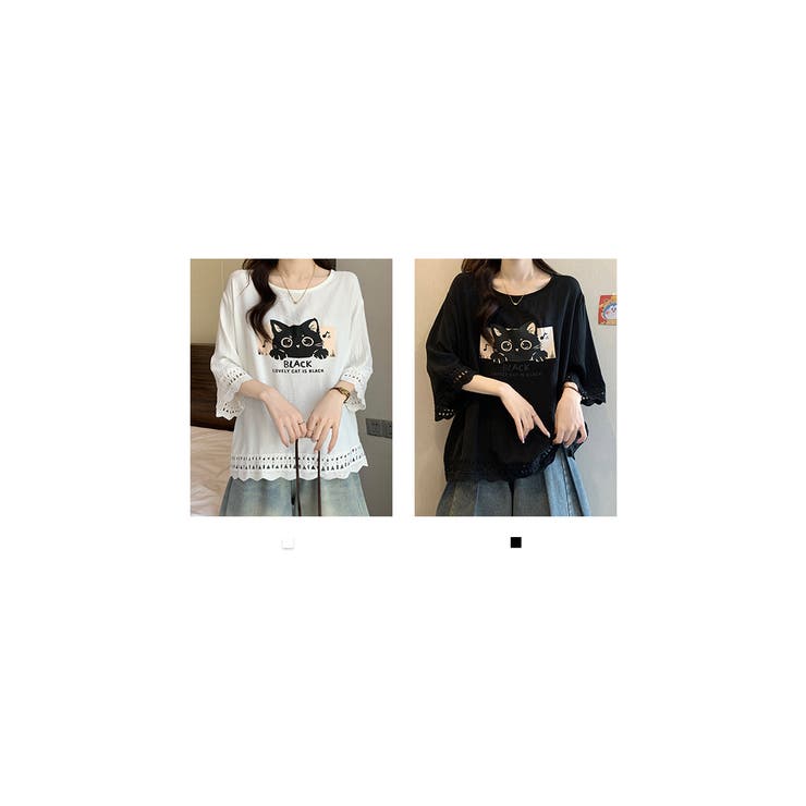 ゆったり体型カバーネコTシャツ | WITCH | 詳細画像5 