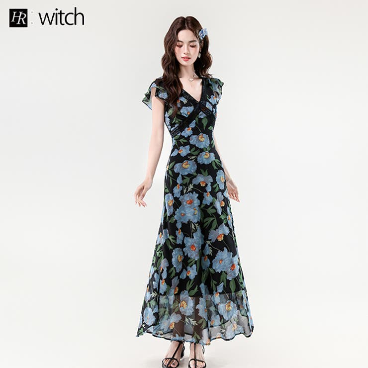 花柄プリントシフォン素材ロング丈ワンピース | WITCH | 詳細画像1 