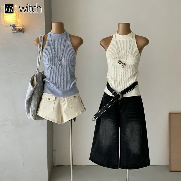 リブホルターネックケーブル編みニットベスト | WITCH | 詳細画像1 
