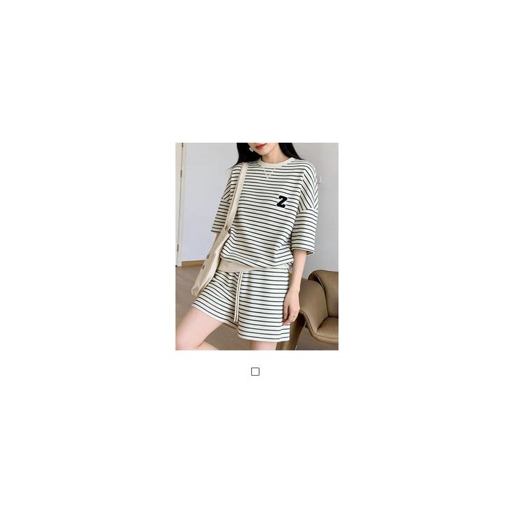 ボーダー柄半袖Tシャツ&ショートパンツセットアップ | WITCH | 詳細画像7 