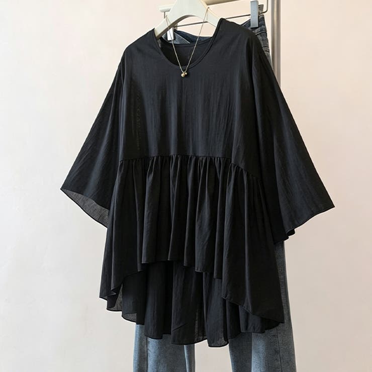 ブラック | テールカットフリルワイドブラウス | WITCH