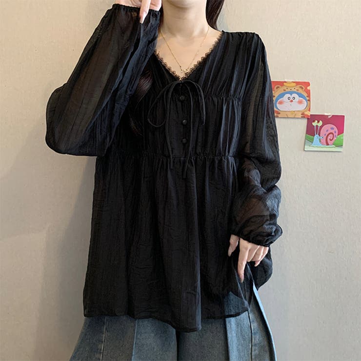シアー楊柳フリルブラウスふんわりとしたギャザーシルエット | WITCH | 詳細画像12 