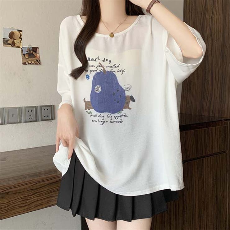 洋梨と犬のイラストゆったり半袖Tシャツ | WITCH | 詳細画像12 