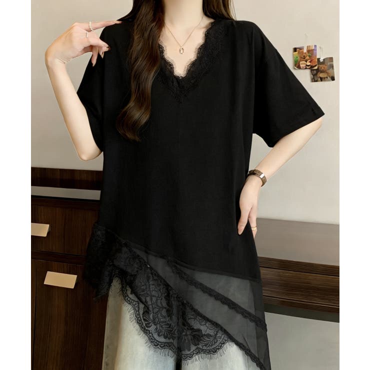 アシンメトリー裾レースTシャツ | WITCH | 詳細画像8 