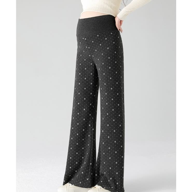 チャコール | ハイウエストマタニティフレアパンツ（イージー柄パンツ） | WITCH