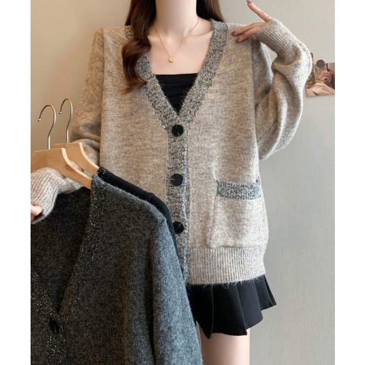 スパンコール・ラメ付きバイカラーカーディガン | WITCH | 詳細画像14 