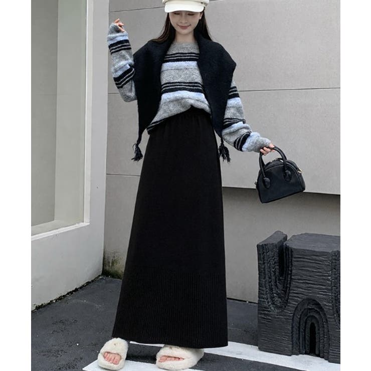 裾がリブ編み切り替えになったロングニットスカート | WITCH | 詳細画像16 