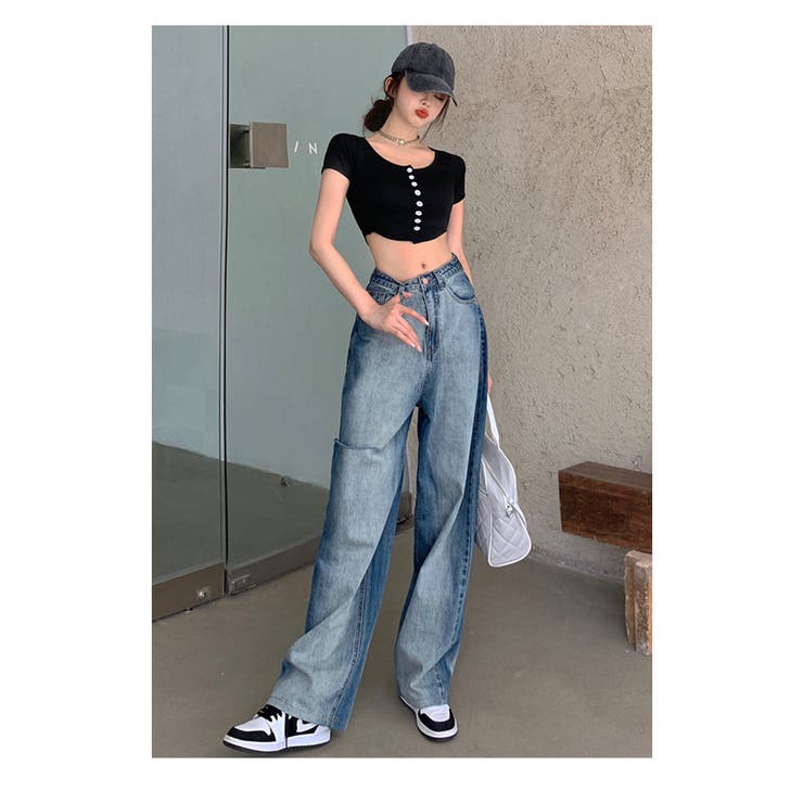 デニム ワイドパンツ ハイウエスト[品番：HERW0004381]｜WITCH