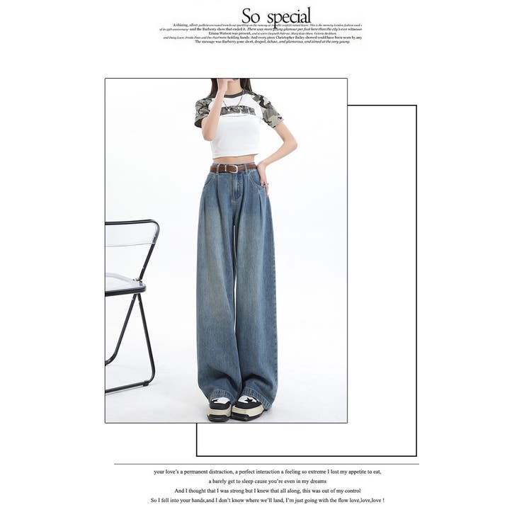 デニムパンツ タックワイドパンツ ハイウエスト 春 夏 新作[品番