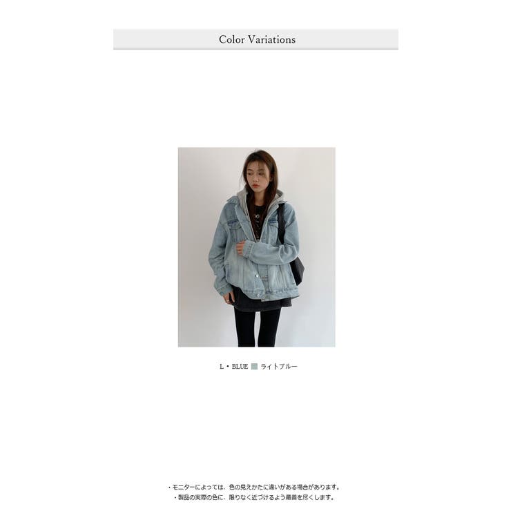 デニム ジャケットレディース フード付き[品番：HERW0004444
