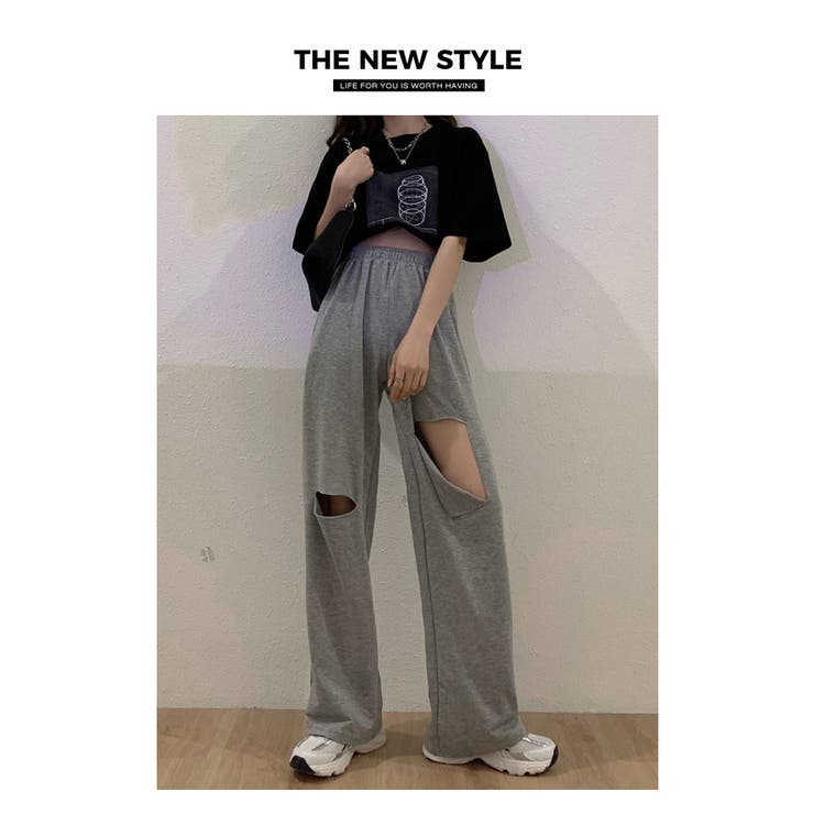 ダメージ スウェット パンツ ウエストゴム パンツ ボトムス 春 ダメージ スウェット パンツ ウエストゴム パンツ ボトムス 春