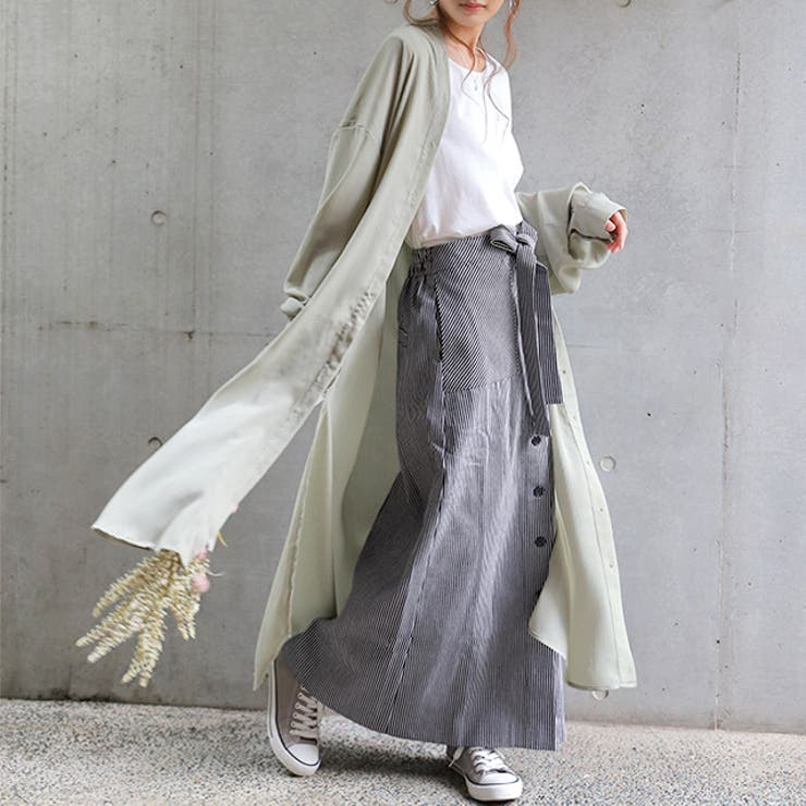 スカート レディース ロングスカート ストライプ 綿100％ マキシスカート | HUG.U | 詳細画像13 