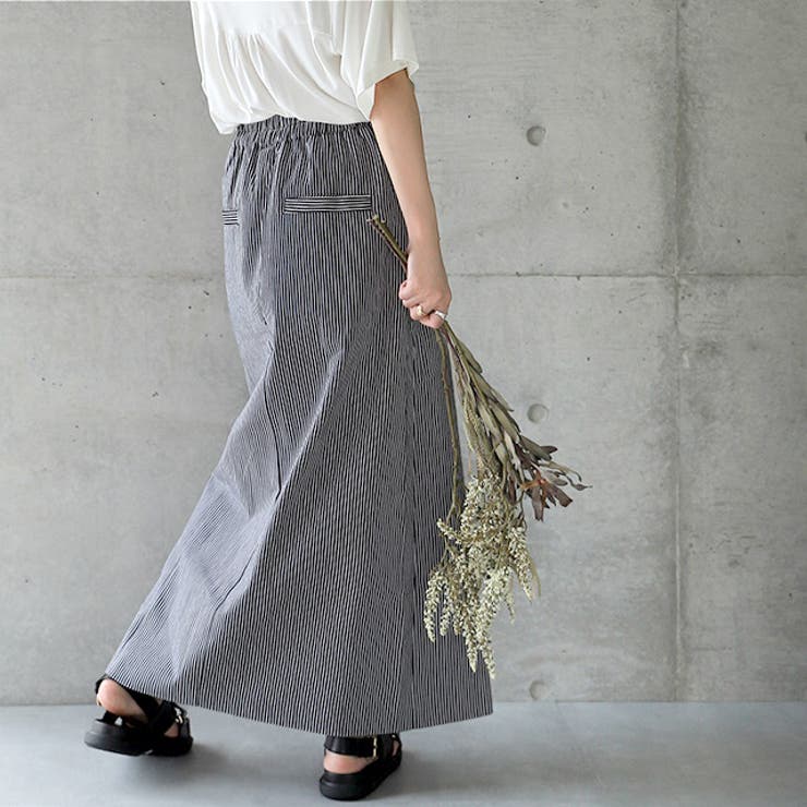 スカート レディース ロングスカート ストライプ 綿100％ マキシスカート | HUG.U | 詳細画像18 