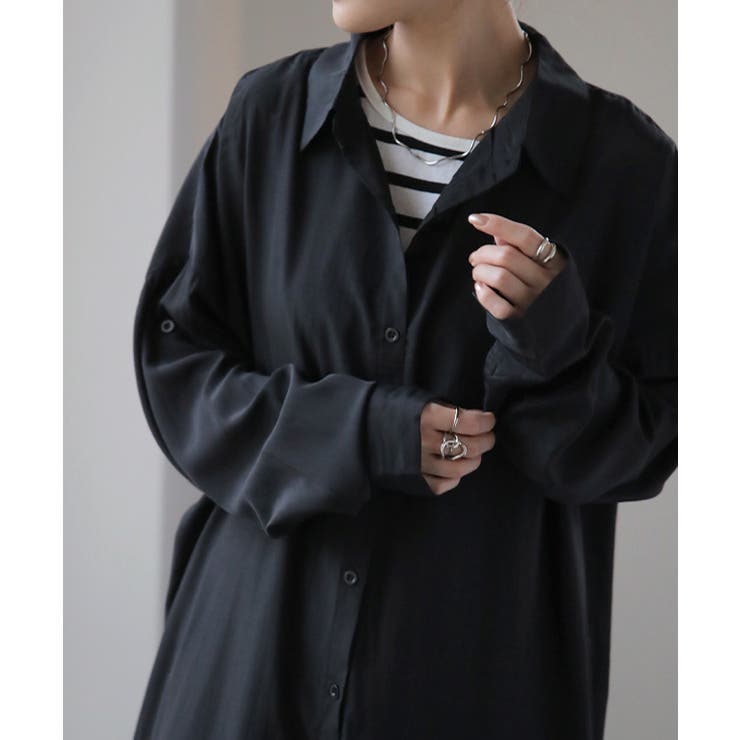 シャツワンピース シャツ バックスリット ロング ロングシャツ