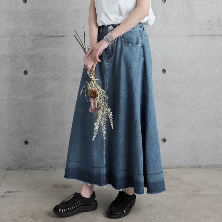デニム デニムスカート スカート ロングスカート ロング マキシ レディース | HUG.U | 詳細画像14 