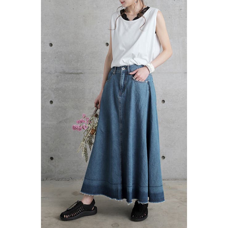 デニム デニムスカート スカート ロングスカート ロング マキシ レディース | HUG.U | 詳細画像4 