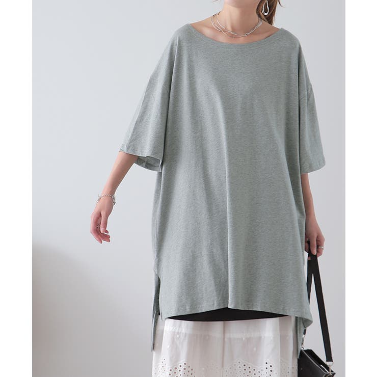 Tシャツ レディース 半袖 無地 綿 カットソー ビッグシルエット Uネック | HUG.U | 詳細画像5 