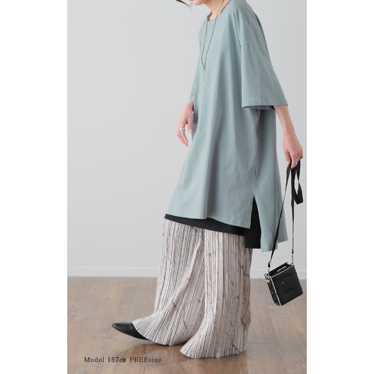 Tシャツ レディース 半袖 無地 綿 カットソー ビッグシルエット Uネック | HUG.U | 詳細画像9 