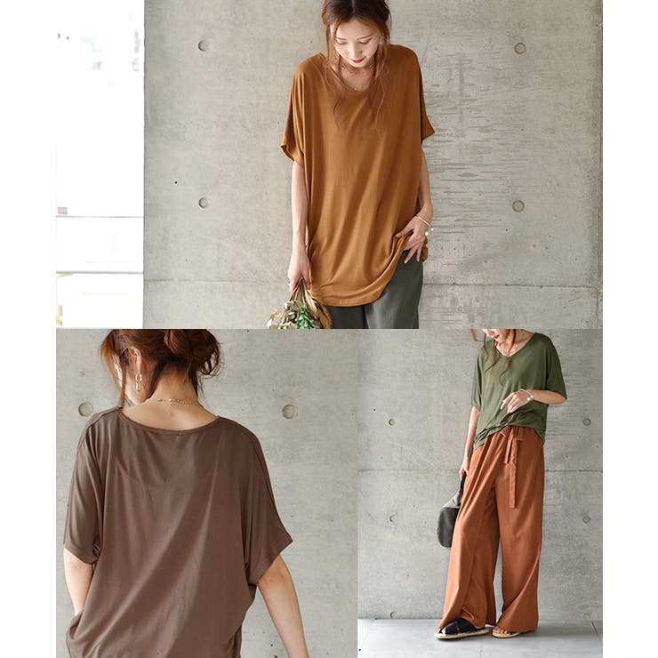 トップス レディース Tシャツ カットソー 半袖 Vネック 無地 シンプル ド | HUG.U | 詳細画像23 