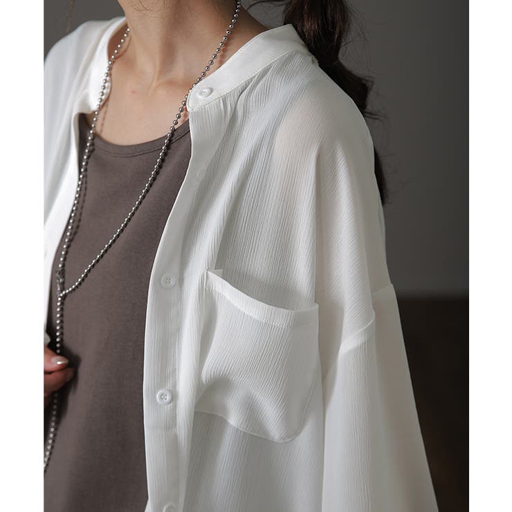 シャツ レディース シアーシャツ ロングシャツ ロング ワンピース 長袖 シア | HUG.U | 詳細画像19 