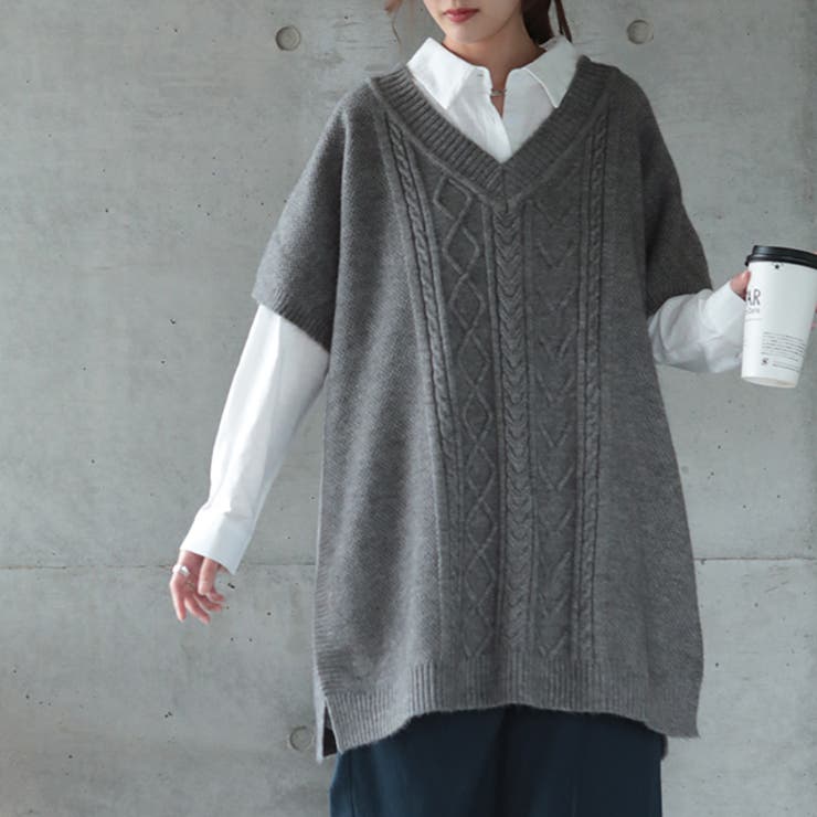Plage　レイヤードニットベスト Amazon.co.jp: レディース かぎ編み ベスト トップス レイヤード
