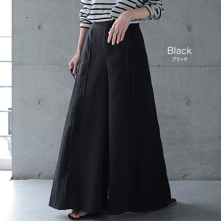 パンツ ワイドパンツ レディース プリーツ ボトムス フレア フレアパンツ ワ | HUG.U | 詳細画像10 