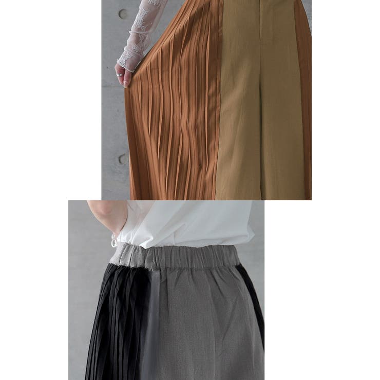 パンツ ワイドパンツ レディース プリーツ ボトムス フレア フレアパンツ ワ | HUG.U | 詳細画像19 