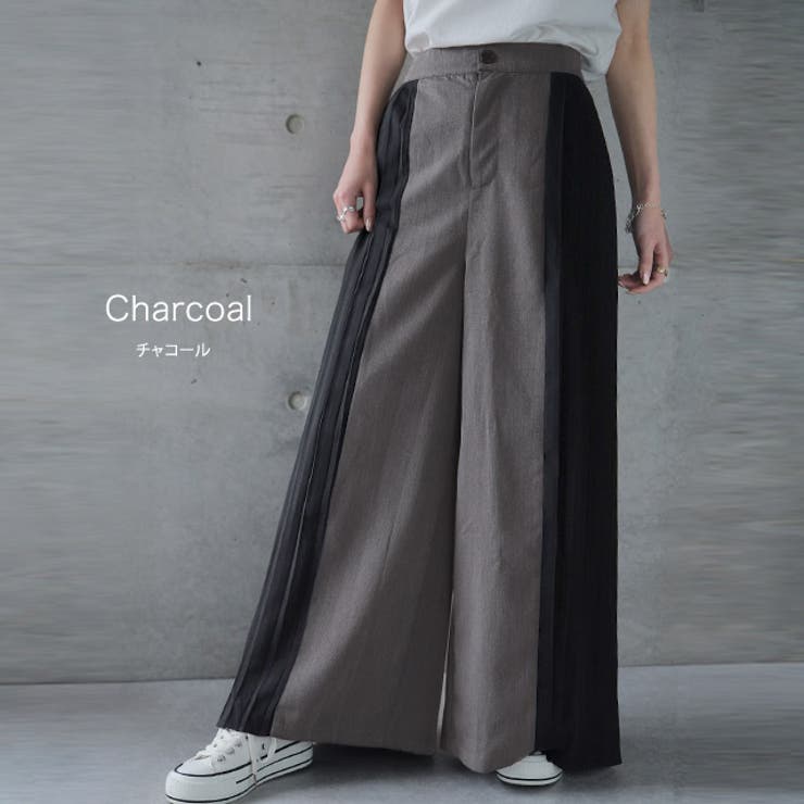パンツ ワイドパンツ レディース プリーツ ボトムス フレア フレアパンツ ワ | HUG.U | 詳細画像8 