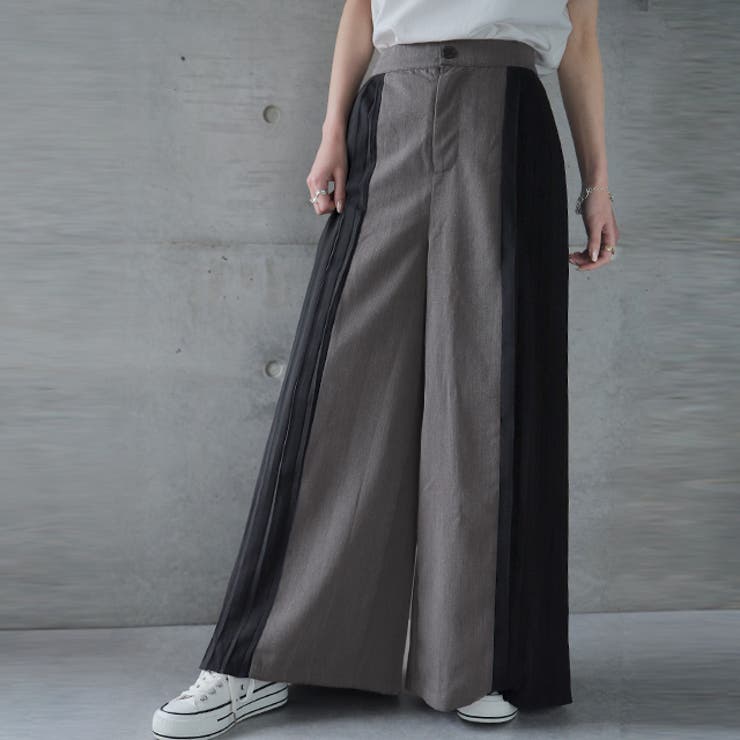 チャコール | パンツ ワイドパンツ レディース プリーツ ボトムス フレア フレアパンツ ワ | HUG.U