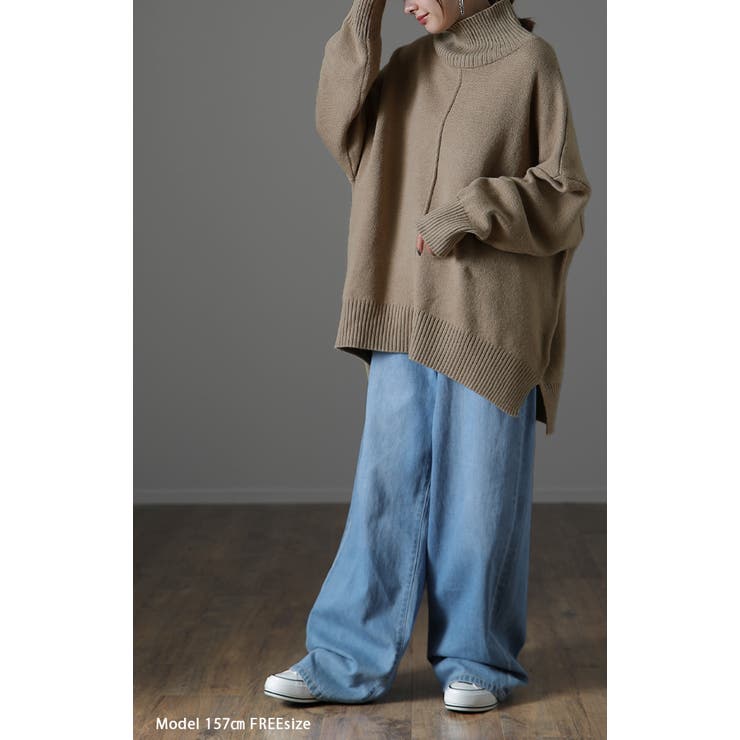 ニット レディース  タートルネック トップス ハイネック セーター ウール | HUG.U | 詳細画像4 