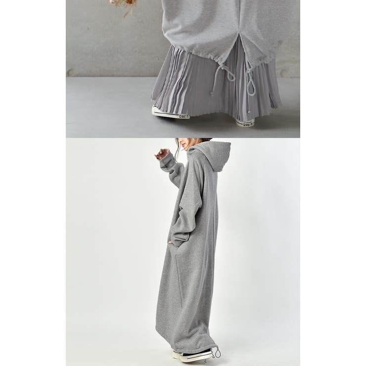 ワンピース 黒 長袖 パーカーワンピース レディース 裏起毛 パーカー ロング | HUG.U | 詳細画像22 