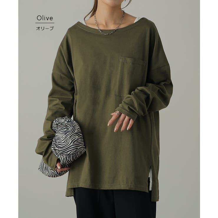 ロンT レディース トップス カットソー 長袖 ロングTシャツ Tシャツ 無地 | HUG.U | 詳細画像13 