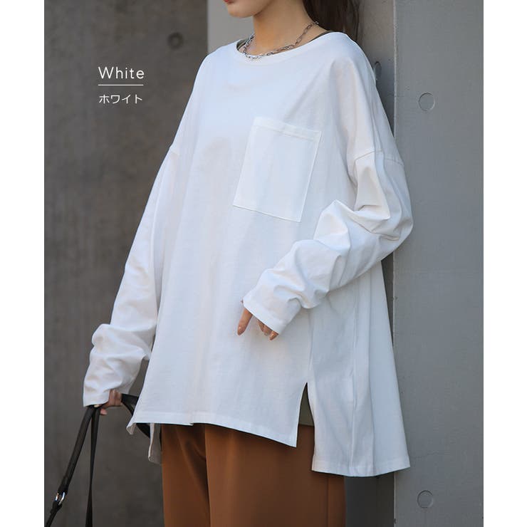 ロンT レディース トップス カットソー 長袖 ロングTシャツ Tシャツ 無地 | HUG.U | 詳細画像14 