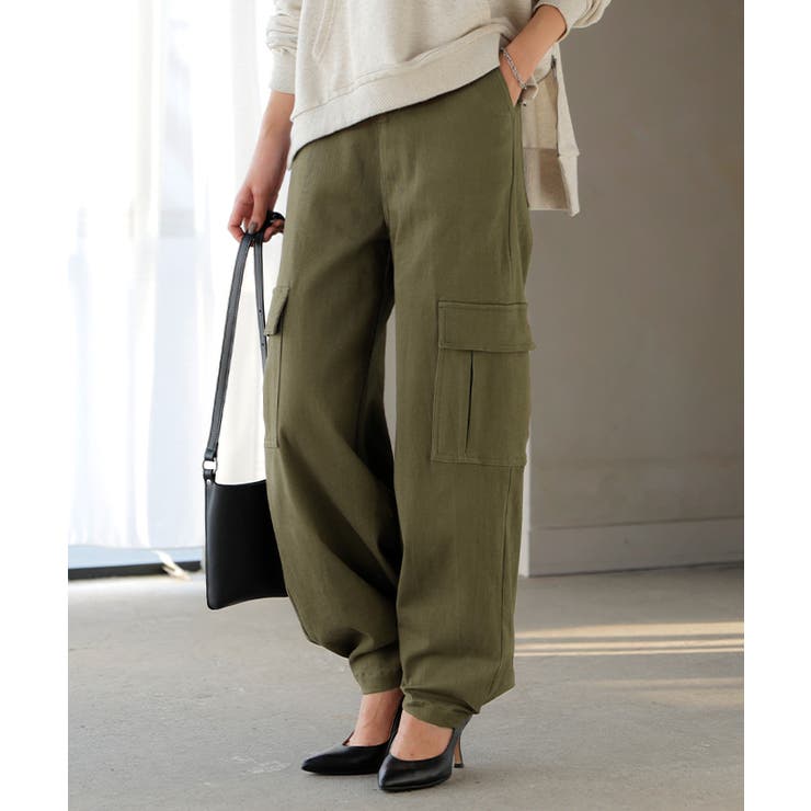 カーキ | パンツ レディース ワイドパンツ チノパン ベイカーパンツ カーゴパンツ ワー | HUG.U