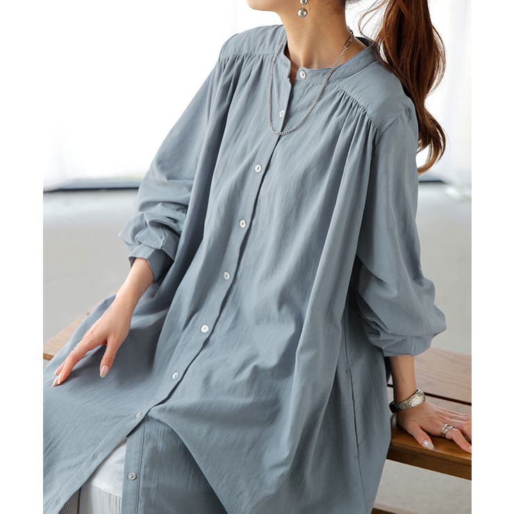 ワンピース レディース シャツワンピース バンドカラー ロングワンピース | HUG.U | 詳細画像17 