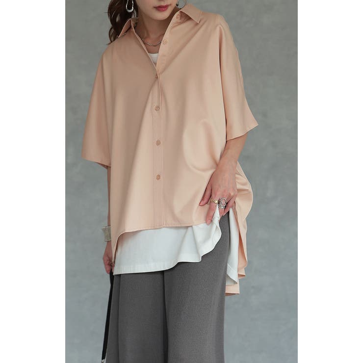 トップス ブラウス レディース 体型カバー お尻が隠れる 半袖 ドルマン アシ | HUG.U | 詳細画像17 