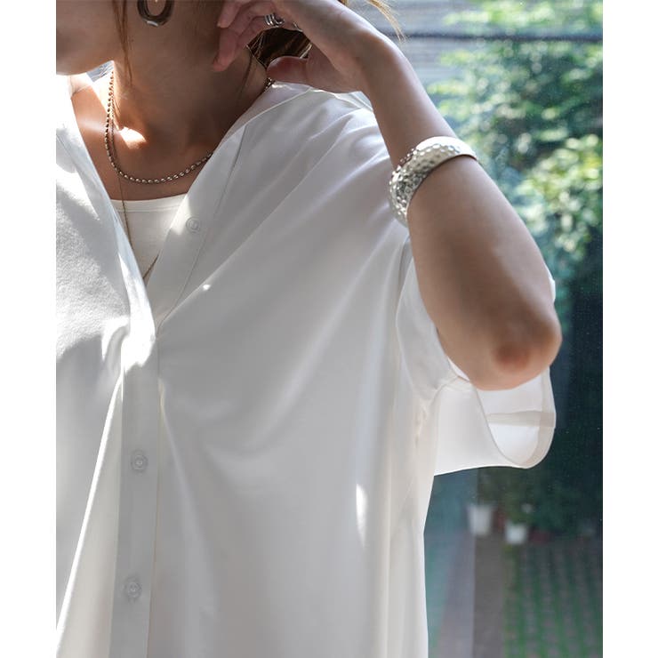 トップス ブラウス レディース 体型カバー お尻が隠れる 半袖 ドルマン アシ | HUG.U | 詳細画像19 