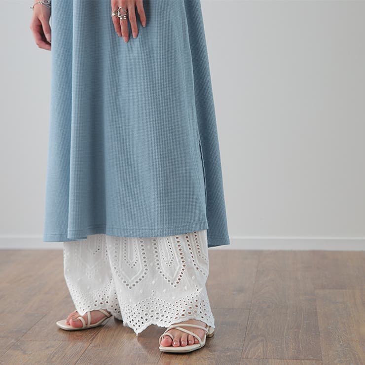 ワンピース レディース ロングワンピース キーネック ノースリーブ ワッフル | HUG.U | 詳細画像18 