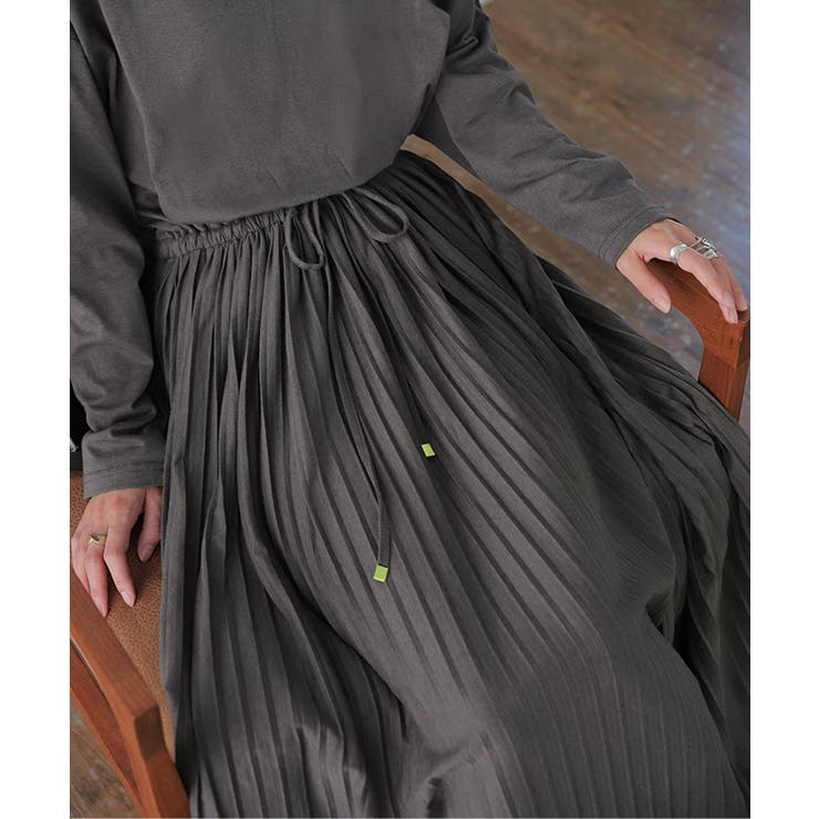 ワンピース ロング プリーツ レディース ロングワンピース 長袖 | HUG.U | 詳細画像13 