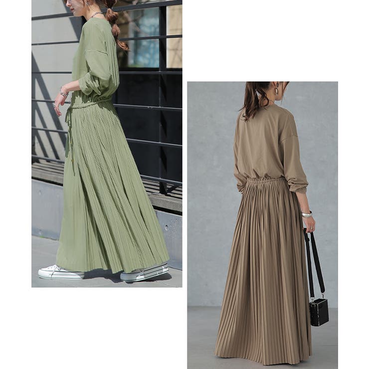 ワンピース ロング プリーツ レディース ロングワンピース 長袖 | HUG.U | 詳細画像19 