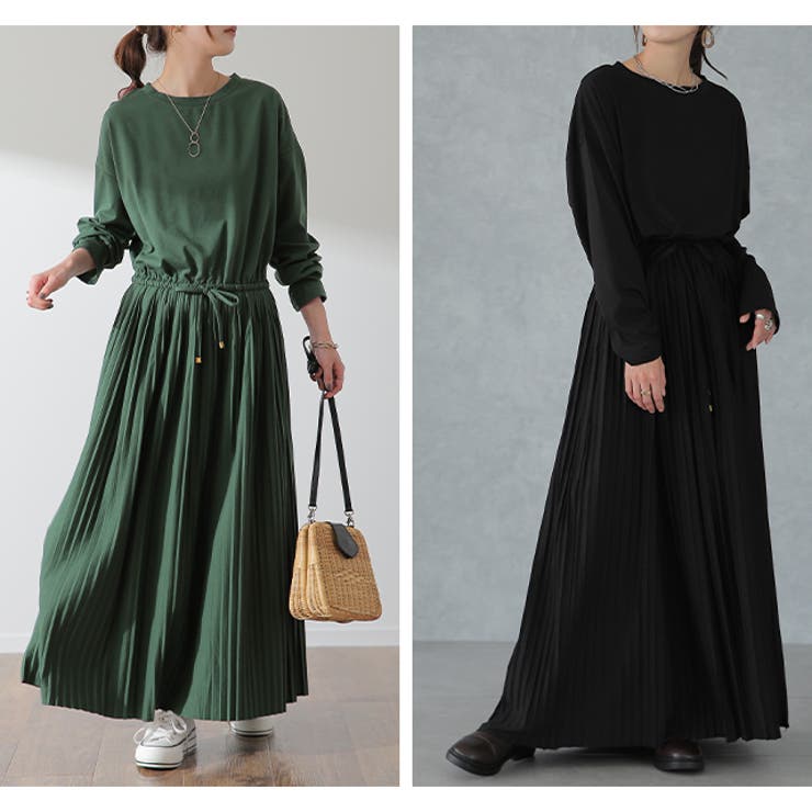 ワンピース ロング プリーツ レディース ロングワンピース 長袖 | HUG.U | 詳細画像24 