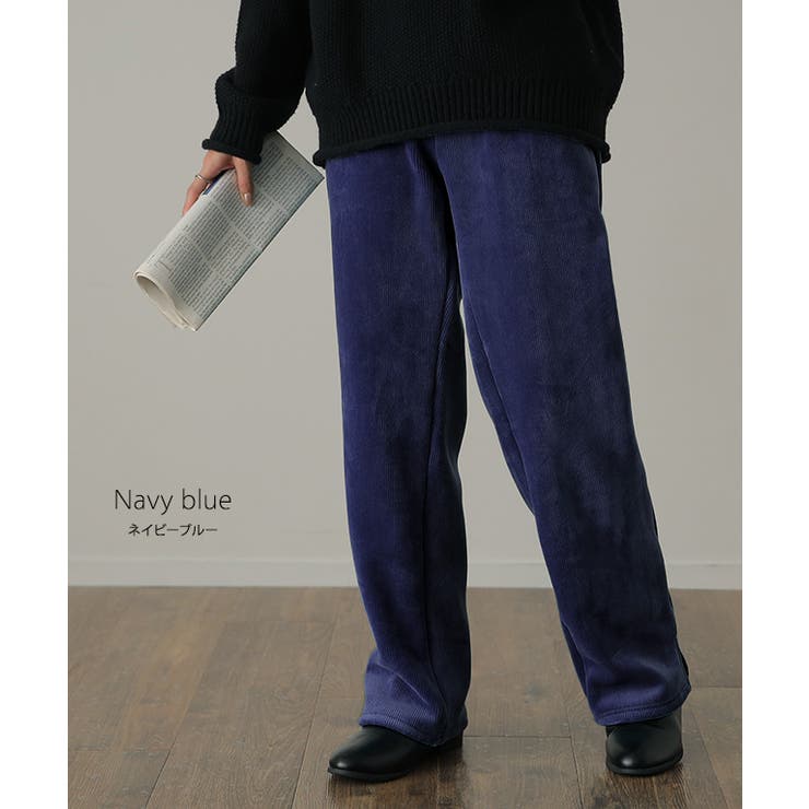 パンツ レディース 裏起毛 リブ ズボン リブパンツ ボトムス ロング スリッ | HUG.U | 詳細画像16 