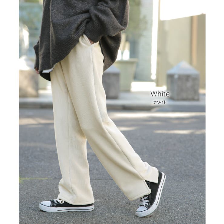 パンツ レディース 裏起毛 リブ ズボン リブパンツ ボトムス ロング スリッ | HUG.U | 詳細画像21 