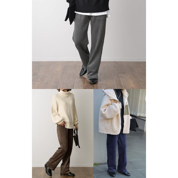 パンツ レディース 裏起毛 リブ ズボン リブパンツ ボトムス ロング スリッ | HUG.U | 詳細画像30 