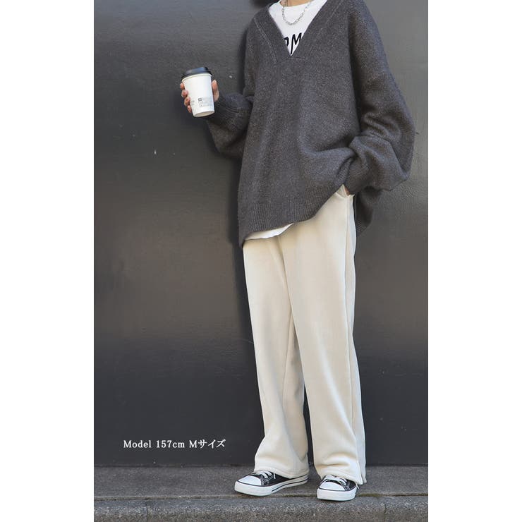 パンツ レディース 裏起毛 リブ ズボン リブパンツ ボトムス ロング スリッ | HUG.U | 詳細画像6 