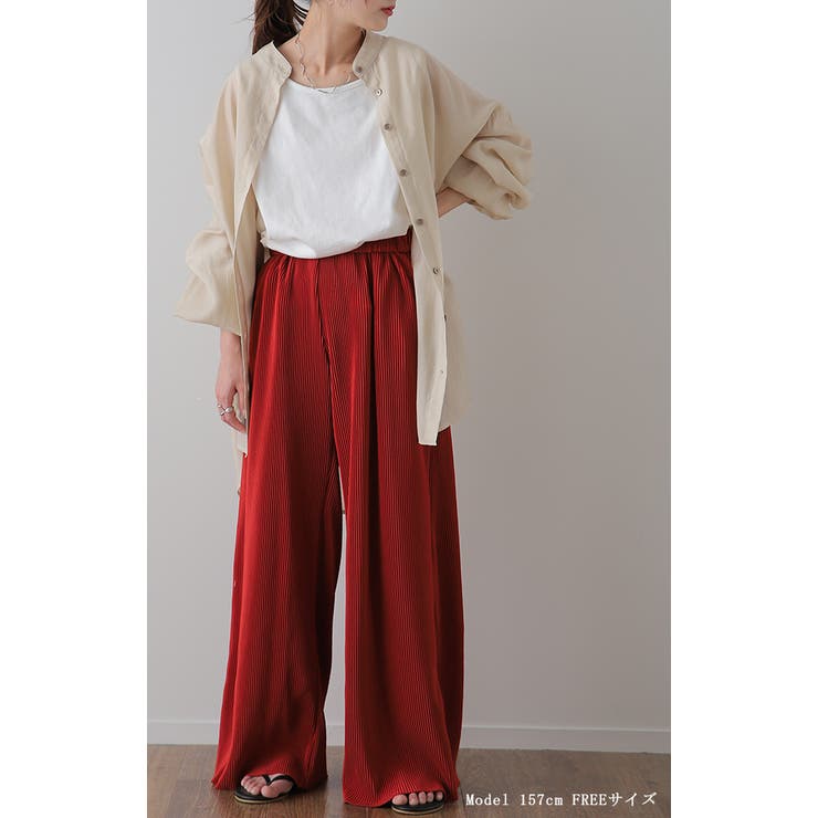 パンツ 切れるパンツ リブパンツ レディース ワイド セルフカット プリーツ | HUG.U | 詳細画像11 