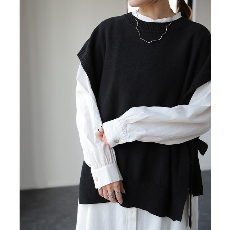 ベスト レディース ニット レイヤード ニットベスト セーター サイドリボン | HUG.U | 詳細画像18 