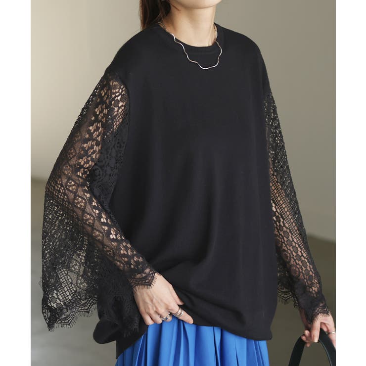 ニット トップス レディース レース レーストップス ケープ シアー  ブラック[品番：HHHW0001277]｜HUG.U（ハグユー）のレディースファッション通販｜SHOPLIST（ショップリスト）