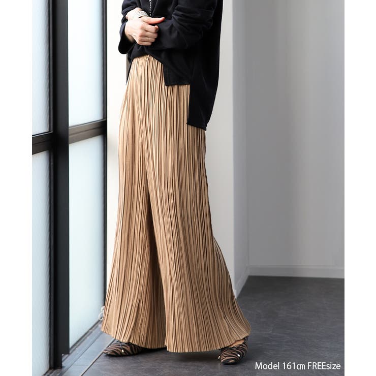 パンツ レディース ボトムス プリーツ ワイドパンツ ワイド プリーツパンツ | HUG.U | 詳細画像18 