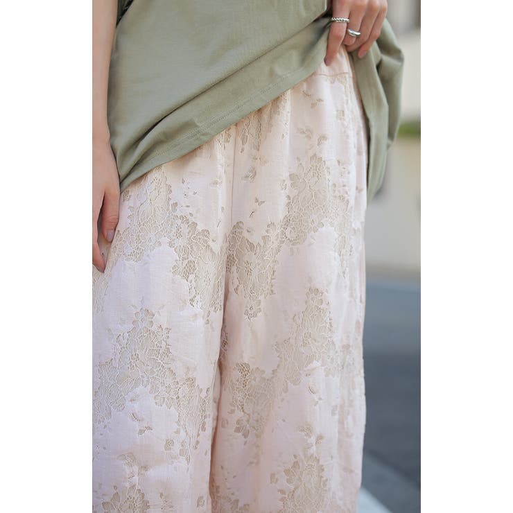 ワイドパンツ レディース レース パンツ ロング 暖か ボトムス 総レース ゴ | HUG.U | 詳細画像16 